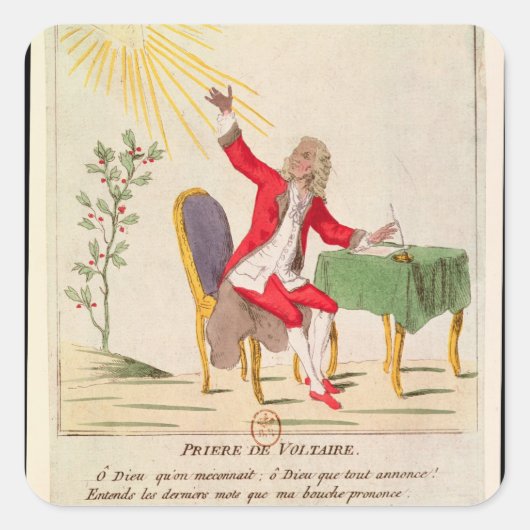 Het gebed van Voltaire Vierkante Sticker (Voorkant)