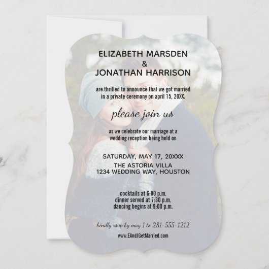 Het gebeurde Minimale Foto enkel Gehuwde Ontvangst Kaart (Achterkant)