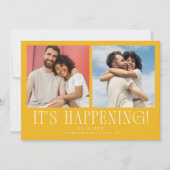 Het gebeurt 2-foto Gele Trouw Save The Date (Voorkant)