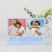 Het gebeurt 2-Photo Ijsblauw Huwelijk Save The Date (Staand voorkant)