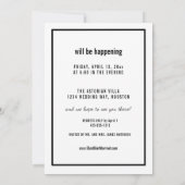 Het gebeurt minimalistisch foto repetitie diner kaart (Achterkant)