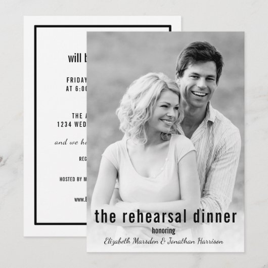 Het gebeurt minimalistisch foto repetitie diner kaart (Voorkant / Achterkant)