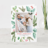 Het Gebladerte van Kerstmis van de waterverf & de Feestdagen Kaart (Voorkant)