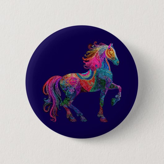 Het Geborduurde Paard Ronde Button 5,7 Cm (Voorkant)