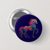 Het Geborduurde Paard Ronde Button 5,7 Cm (Voorkant /achterkant)