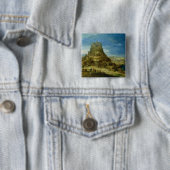 Het gebouw van de toren van Babel Vierkante Button 5,1 Cm (In situ)