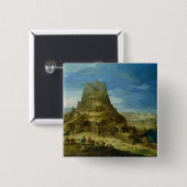 Het gebouw van de toren van Babel Vierkante Button 5,1 Cm (Voorkant /achterkant)