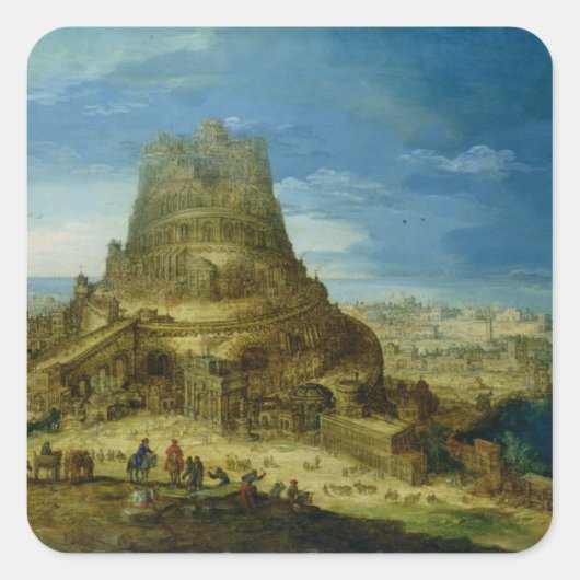 Het gebouw van de Toren van Babel Vierkante Sticker (Voorkant)