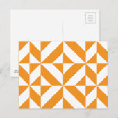 Het gebrande Oranje Geometrische Patroon van de Briefkaart (Voorkant / Achterkant)