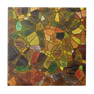 Het gebrandschilderd glas van de herfst tegeltje