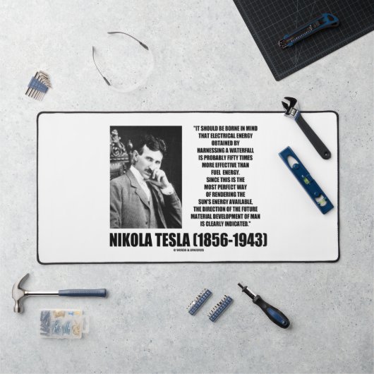 Het gebruik van de Energy Tesla Quote van een Wate Bureaumat (Werkstation)