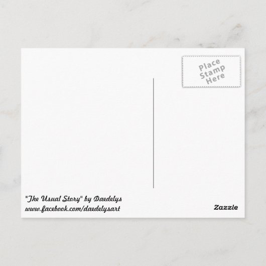 "Het gebruikelijke verhaal" van Daedelys Briefkaart (Achterkant)