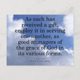 Het gebruiken van Gifts van God 1 Peter 4:10 Briefkaart