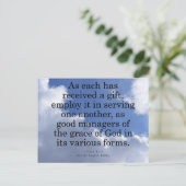 Het gebruiken van Gifts van God 1 Peter 4:10 Briefkaart (Staand voorkant)