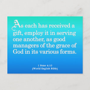 Het gebruiken van Gifts van God 1 Peter 4:10 Briefkaart