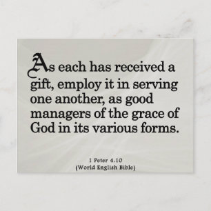 Het gebruiken van Gifts van God 1 Peter 4:10 Briefkaart