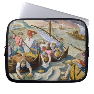 Het gebruiken van Sponges om nafta van het Oppervl Laptop Sleeve
