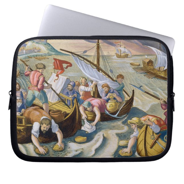 Het gebruiken van Sponges om nafta van het Oppervl Laptop Sleeve (Voorkant)