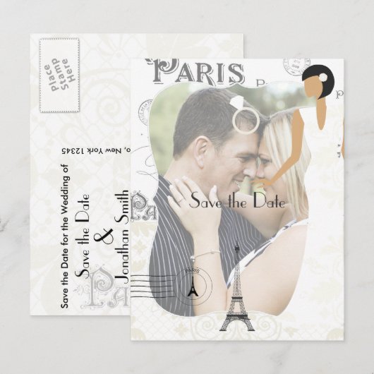 Het Gedekte Witte Weddenschap van Parijs sparen de Aankondigingskaart (Voorkant / Achterkant)