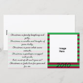 Het Gedicht Rode en Groene Photocard van Kerstmis Feestdagenkaart (Voorkant / Achterkant)