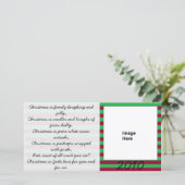Het Gedicht Rode en Groene Photocard van Kerstmis Feestdagenkaart (Staand voorkant)
