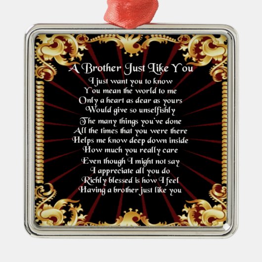 Het Gedicht van de broer - Zwart ontwerp Metalen Ornament (Voorkant)