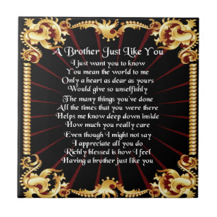 Het Gedicht van de broer - Zwart ontwerp Tegeltje