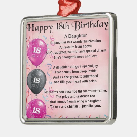 Het Gedicht van de dochter - 18de Verjaardag Metalen Ornament (Links)