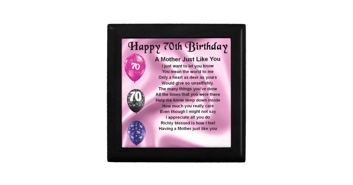 Het Gedicht Van De Moeder 70ste Verjaardag Cadeaudoosje Zazzle Nl