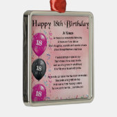 Het Gedicht van de nicht - 18de Verjaardag Metalen Ornament (Rechts)