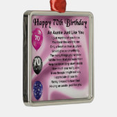 Het Gedicht van de tante - 70ste Verjaardag Metalen Ornament (Rechts)
