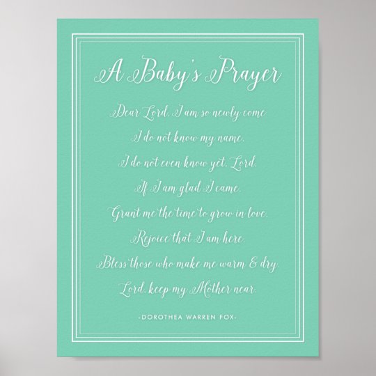Het Gedicht Van Het Gebed Van Een Baby De Poster Zazzle Nl
