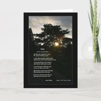 Het gedicht van Joyce Kilmer van "bomen", ontwerp Kaart