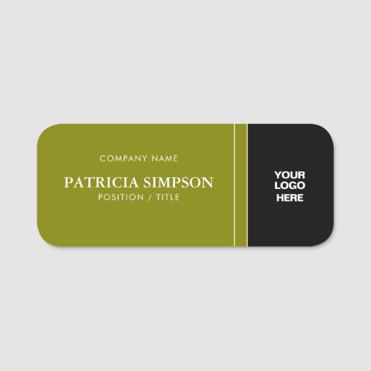 Het gedurfde contrast van Olive Dark Green & Black Naamplaatje (Voorkant)