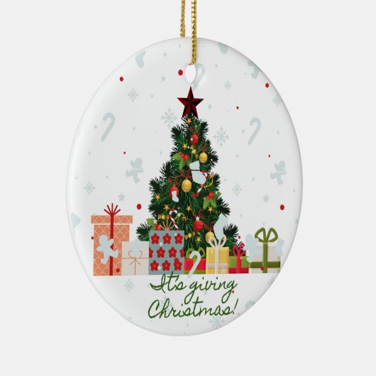 Het geeft kerstversiering keramisch ornament (Rechts)