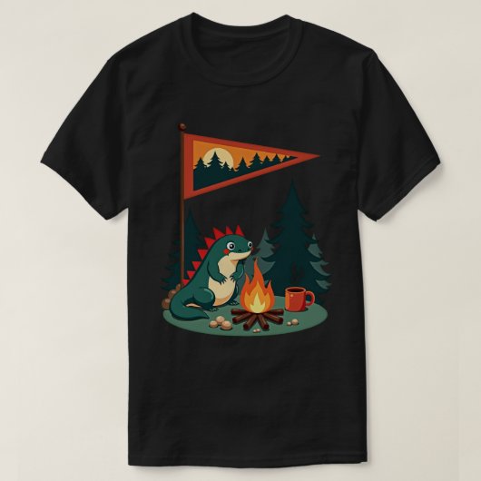 Het geeft Wilderness Axolotl Camping Dennenbomen T-shirt (Design voorkant)