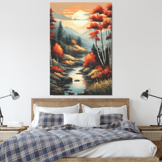 Het gefluister van de Autumn Stream Canvas Afdruk (Insitu (Slaapkamer))