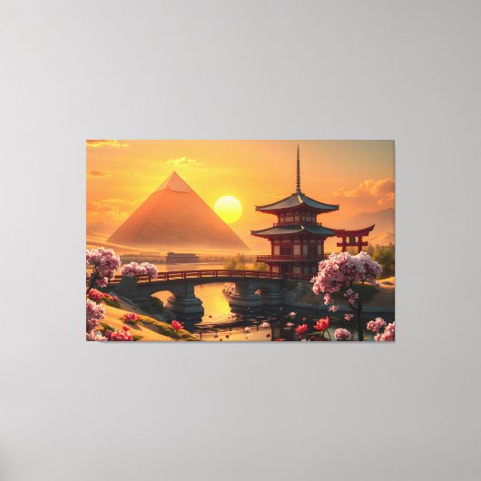 Het gefluister van de eeuwigheid: Sakura Bridge Canvas Afdruk (Voorkant)