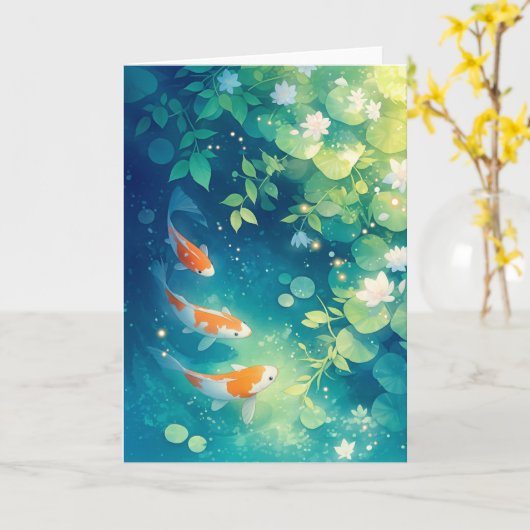 Het gefluister van de Koi Pond Kaart (Gele Bloem)