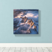 Het gefluister van de Snowy Peaks Canvas Afdruk (Insitu (Houten vloer))