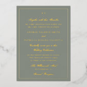 Het gefomde Elegant Monogram Sage Green Wedding Folie Uitnodiging (Voorkant)