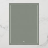 Het gefomde Elegant Monogram Sage Green Wedding Folie Uitnodiging (Achterkant)