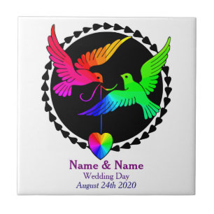Het geheel van de Rainbow Gay Wedding Gift Tegel Tegeltje