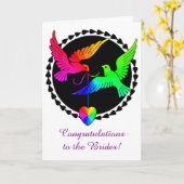 Het geheel van de Regenboog Liefde Duiven Lesbisch Kaart (Gele Bloem)