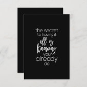 het geheim dat je alles hebt is je al kennen bedankkaart (Voorkant / Achterkant)