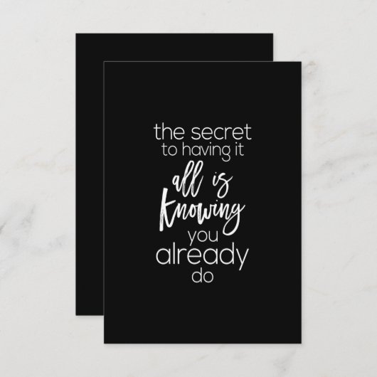 het geheim dat je alles hebt is je al kennen bedankkaart (Voorkant / Achterkant)