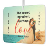 Het geheim is liefde aangepaste bruiloft foto dank luchtverfrisser (Links)