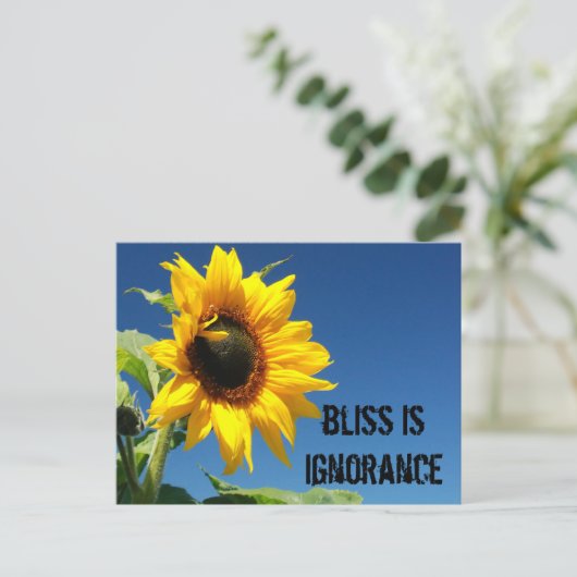 Het geheim van geluk is complete onwetendheid briefkaart (Staand voorkant)
