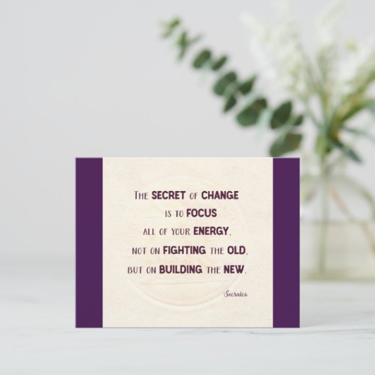 Het geheim van verandering briefkaart (Staand voorkant)