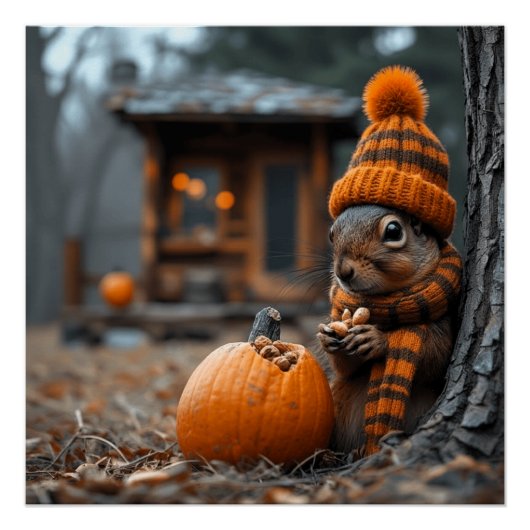 Het geheime bosfeest van het eekhoorn Ai afbeeldin Perfect Poster (Voorkant)